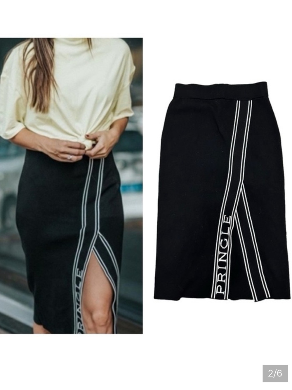 H&M x Pringle Black Split Pencil Skirt